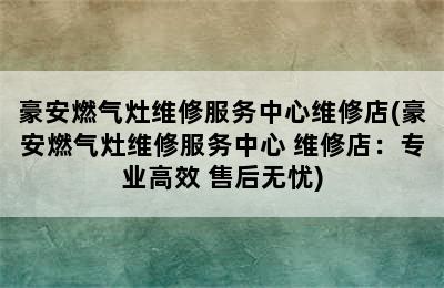 豪安燃气灶维修服务中心维修店(豪安燃气灶维修服务中心 维修店：专业高效 售后无忧)